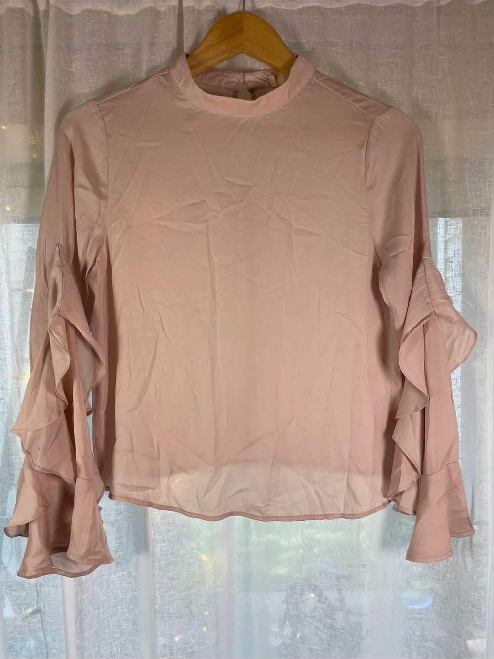 Elodie Blush Ruffle Sleeve Blouse